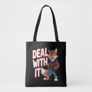 A cartoon fox in a Harajuku punk style Tote Bag