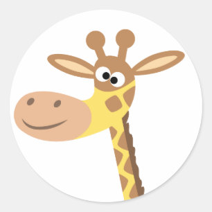 A cartoon giraffe round sticker
