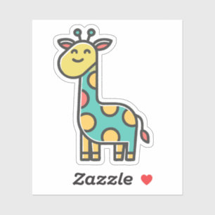 A cartoon giraffe with a yellow head, teal body.