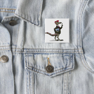 A Cartoon Iguanodon Clerk. 15 Cm Square Badge