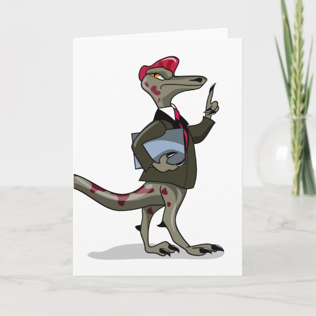 A Cartoon Iguanodon Clerk. Card (Front)
