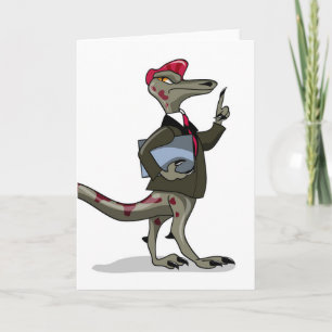 A Cartoon Iguanodon Clerk. Card