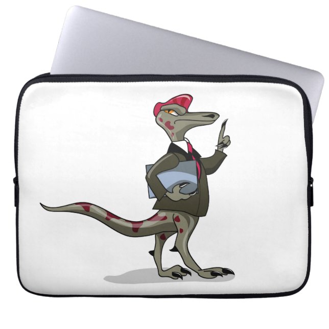 A Cartoon Iguanodon Clerk. Laptop Sleeve (Front)