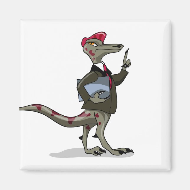A Cartoon Iguanodon Clerk. Magnet (Front)