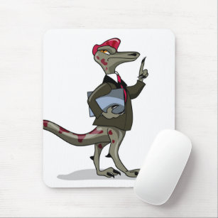 A Cartoon Iguanodon Clerk. Mouse Mat