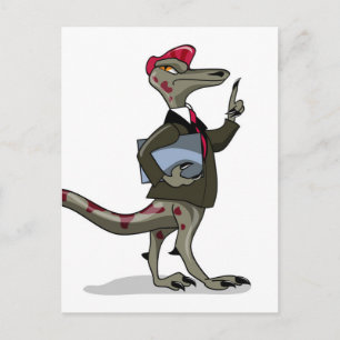 A Cartoon Iguanodon Clerk. Postcard