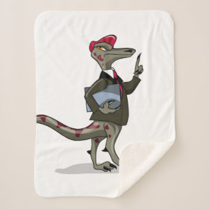 A Cartoon Iguanodon Clerk. Sherpa Blanket