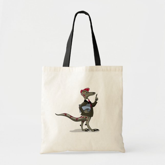 A Cartoon Iguanodon Clerk. Tote Bag (Front)