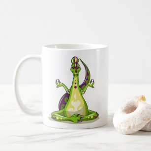 A Cartoon Iguanodon Dinosaur Doing Yoga. Coffee Mug