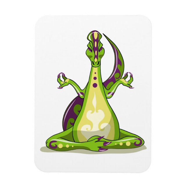 A Cartoon Iguanodon Dinosaur Doing Yoga. Magnet (Vertical)