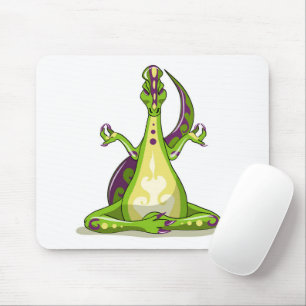 A Cartoon Iguanodon Dinosaur Doing Yoga. Mouse Mat