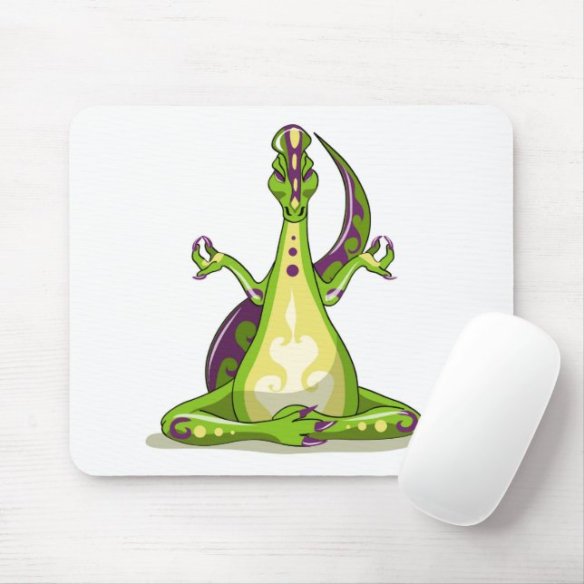 A Cartoon Iguanodon Dinosaur Doing Yoga. Mouse Mat (With Mouse)