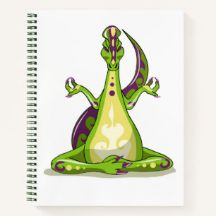 A Cartoon Iguanodon Dinosaur Doing Yoga. Notebook