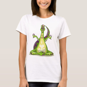 A Cartoon Iguanodon Dinosaur Doing Yoga. T-Shirt
