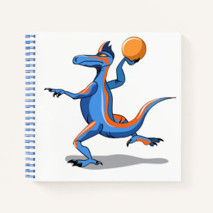 A Cartoon Iguanodon Playing Basketball. Notebook