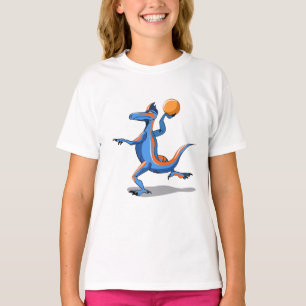 A Cartoon Iguanodon Playing Basketball. T-Shirt