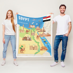A Cartoon Map of Egypt Fleece Blanket