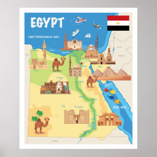 A Cartoon Map of Egypt Poster