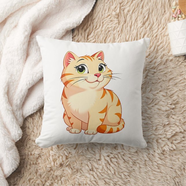 a cartoon orange tabby cat cushion (Blanket)