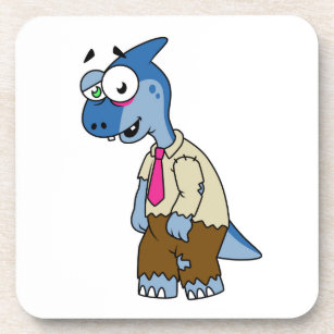 A Cartoon Parasaurolophus Dressed Up As A Zombie. Coaster