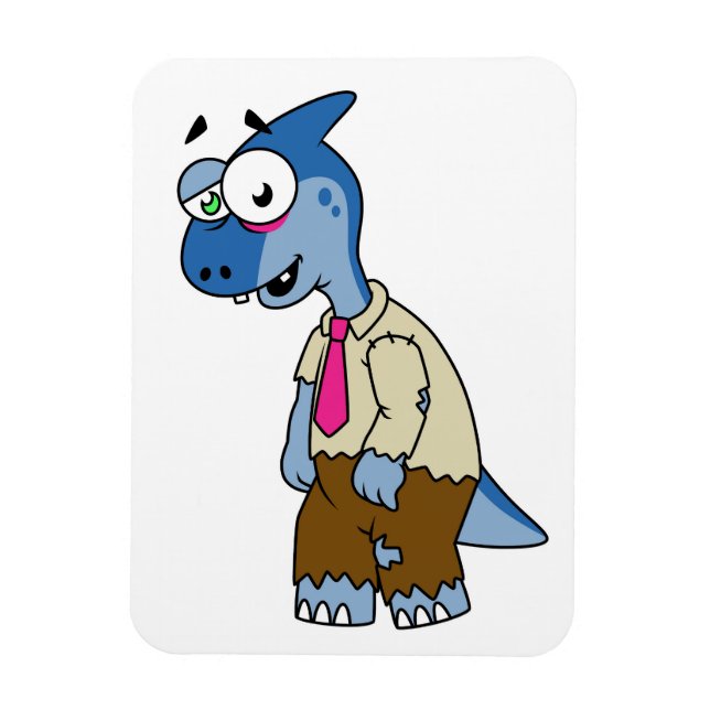 A Cartoon Parasaurolophus Dressed Up As A Zombie. Magnet (Vertical)