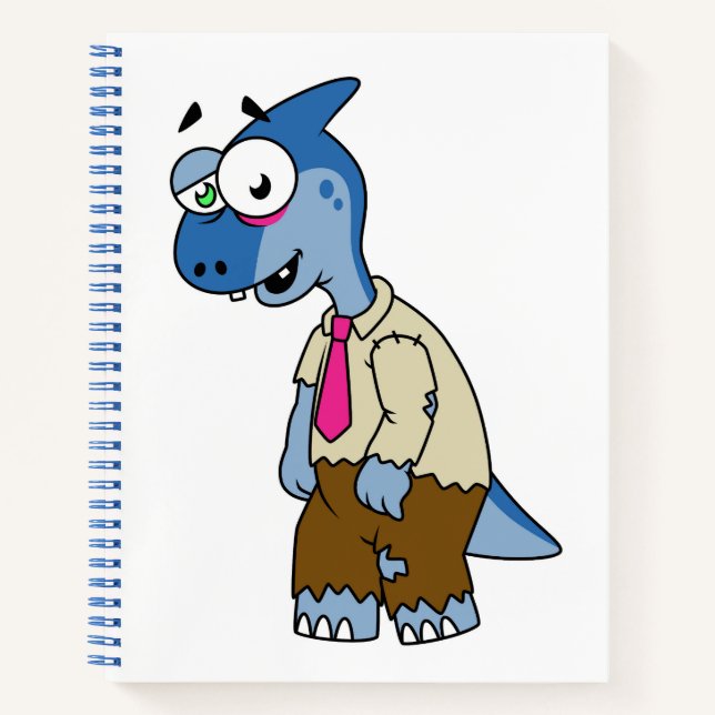 A Cartoon Parasaurolophus Dressed Up As A Zombie. Notebook (Front)