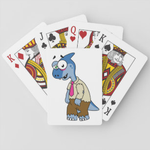 A Cartoon Parasaurolophus Dressed Up As A Zombie. Playing Cards