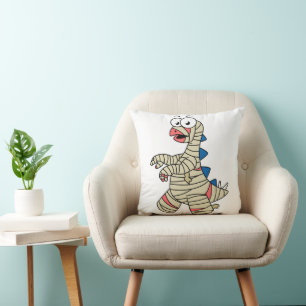 A Cartoon Stegosaurus Dressed Up As A Mummy. Cushion