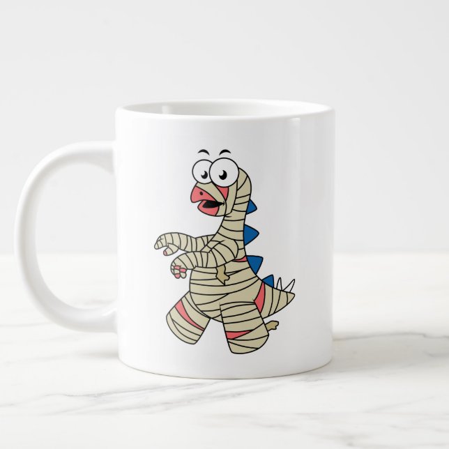 A Cartoon Stegosaurus Dressed Up As A Mummy. Large Coffee Mug (Left)