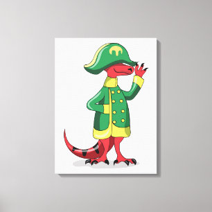 A Cartoon Tyrannosaur Rex Dressed As Napoleon. Canvas Print