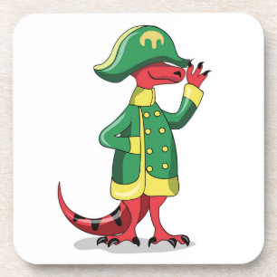 A Cartoon Tyrannosaur Rex Dressed As Napoleon. Coaster