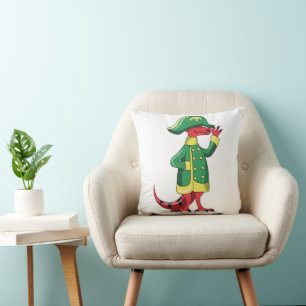 A Cartoon Tyrannosaur Rex Dressed As Napoleon. Cushion