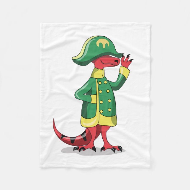 A Cartoon Tyrannosaur Rex Dressed As Napoleon. Fleece Blanket (Front)