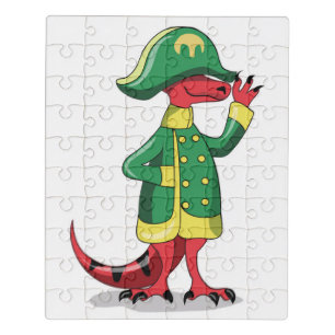 A Cartoon Tyrannosaur Rex Dressed As Napoleon. Jigsaw Puzzle