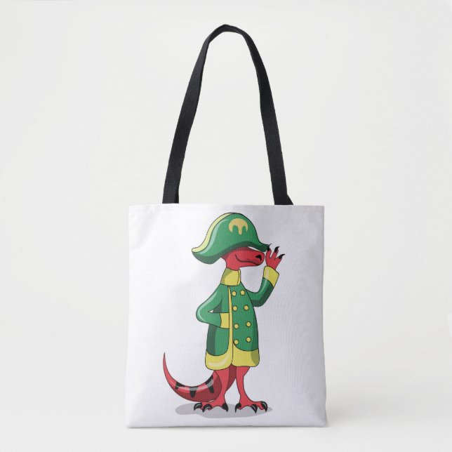 A Cartoon Tyrannosaur Rex Dressed As Napoleon. Tote Bag (Front)