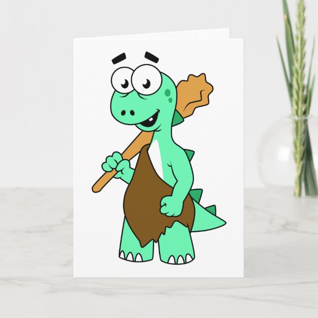 A Cartoon Tyrannosaurus Rex Caveman. Card (Front)