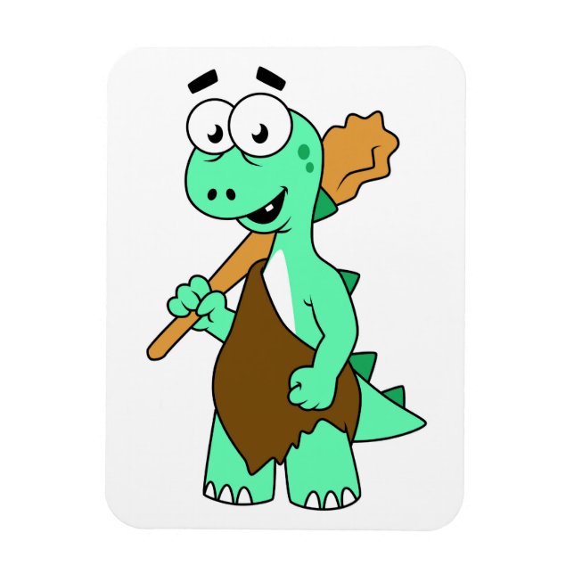 A Cartoon Tyrannosaurus Rex Caveman. Magnet (Vertical)