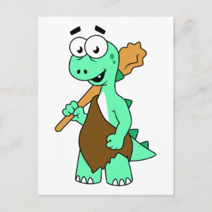 A Cartoon Tyrannosaurus Rex Caveman. Postcard