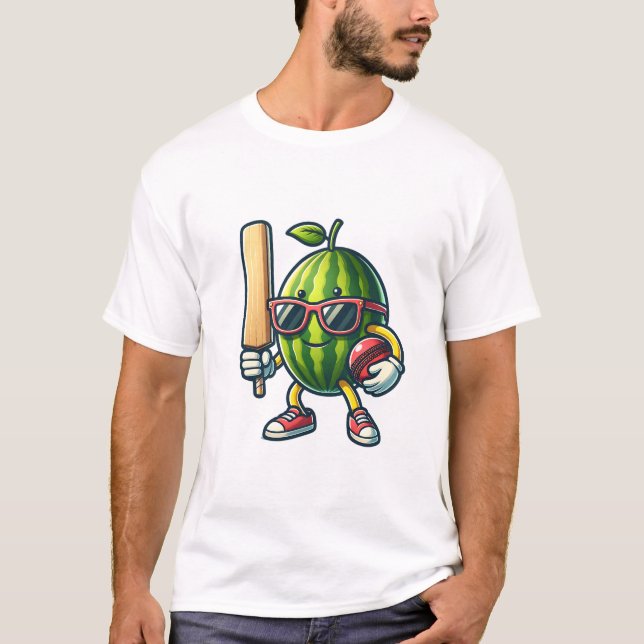 A cartoon watermelon playing character  T-Shirt (Front)
