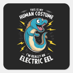 A cartoonish electric blue eel square sticker