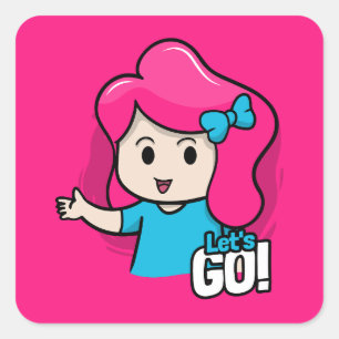 A cartoonish  square sticker
