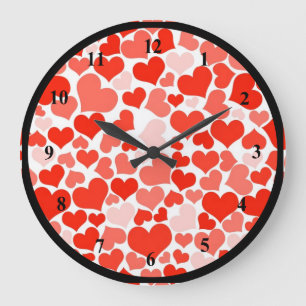 A Cascade of Love -  Hearts Pattern Large Clock