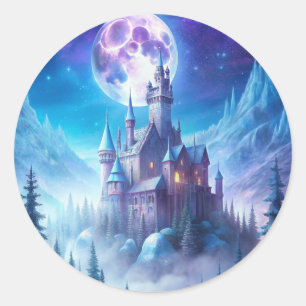 A Castle in Winter Classic Round Sticker