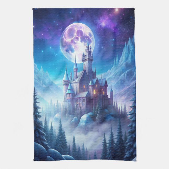 A Castle in Winter Tea Towel (Vertical)