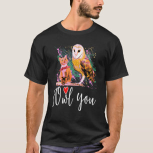 A Cat And An Owl Funny Pet Owner Cute Animal Lover T-Shirt
