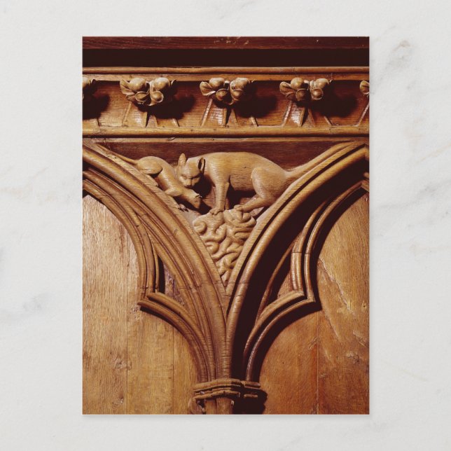 A cat and mouse, from a choir stall postcard (Front)