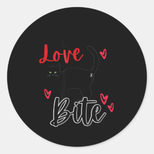 A Cat Bite Means Love, Kitty Valentines Classic Round Sticker