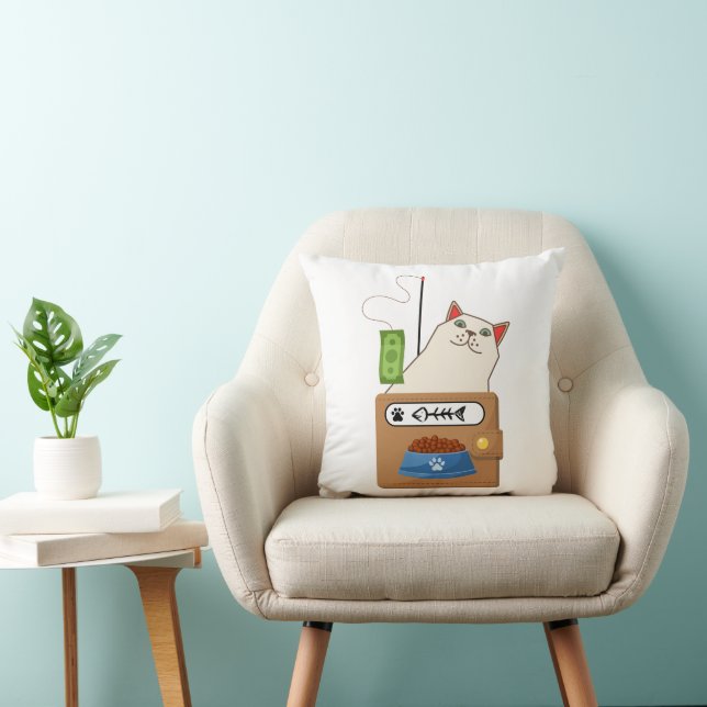 A cat fishing money of wallet cushion (Chair)