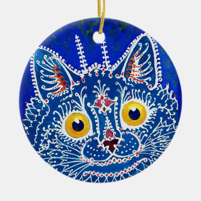 A cat in gothic style by Louis Wain  Ceramic Tree Decoration (Front)