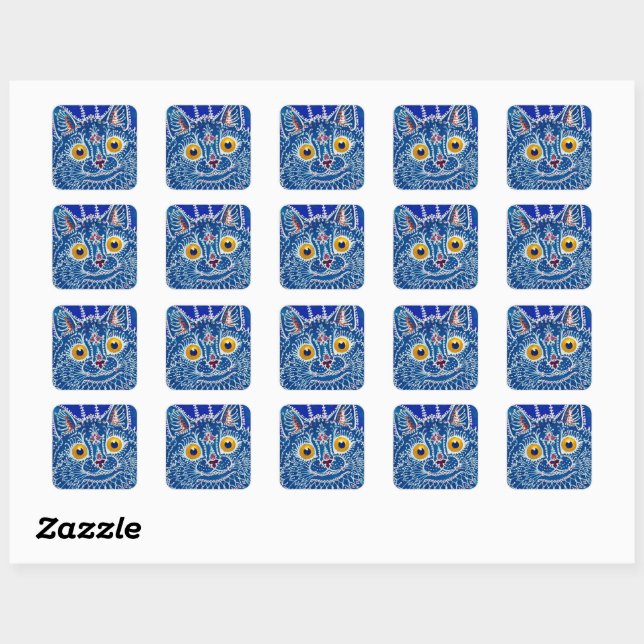 A Cat in Gothic Style by Louis Wain Square Sticker (Sheet)